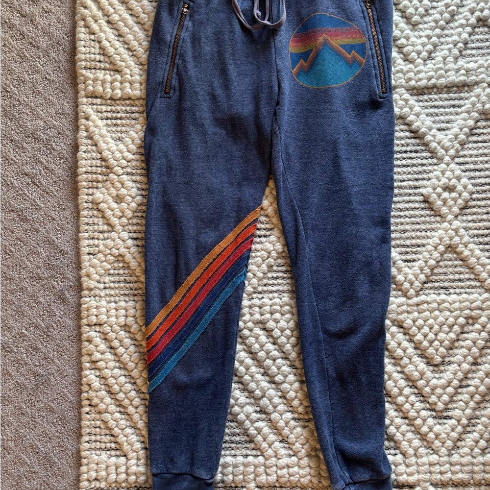 Aviator Nation • sweat pants • stripe with mountian